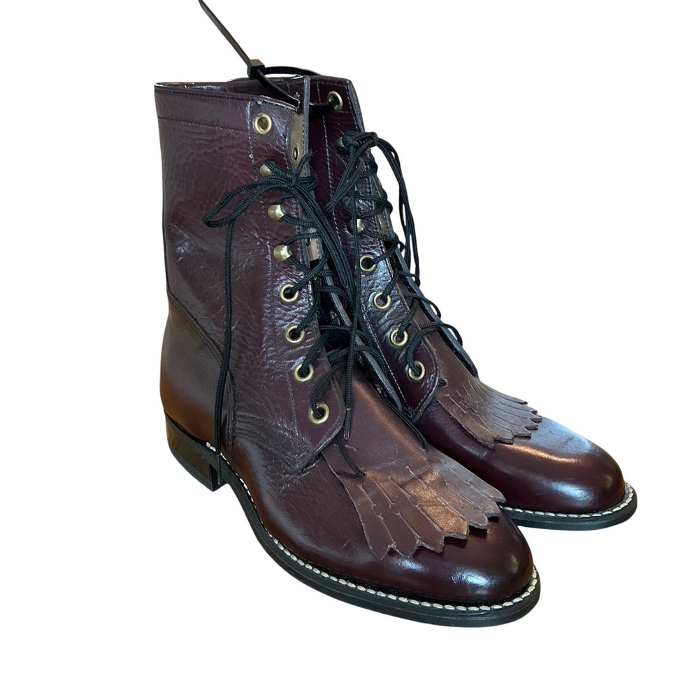 West Leather Lace Up Roper Boots Brown 13067 Womems size 5